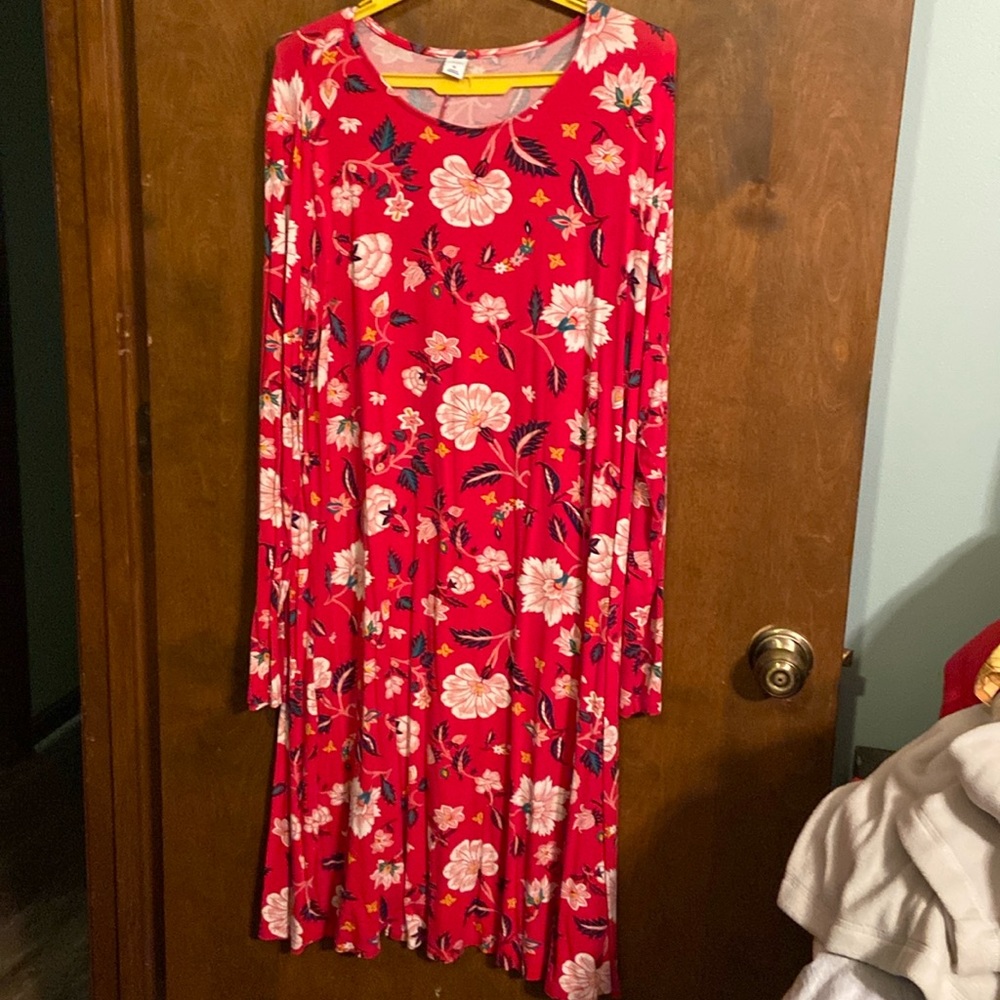 Red flower dress great for Christmas Day
